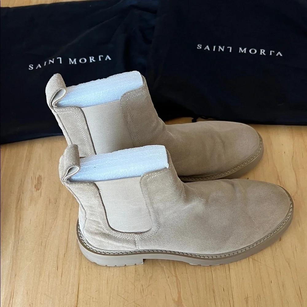 Saint Morta Men's Suede Chelsea Boots - Cream